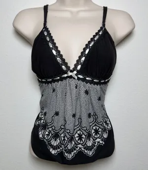Studio Donatella‎ Women Whimsigoth Babydoll Cami Top Small Black Lace Coquette thumbnail 1
