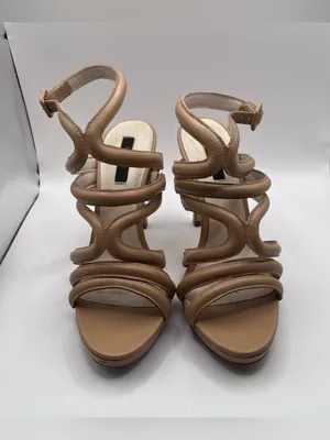 Zara nude strappy high-heeled sandals, distinctive padded size 39 US 8.5 thumbnail 3