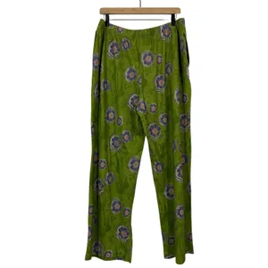 Gudrun Sjoden Green Floral Wide Leg Pants Lagenlook Mori Girl Cottagecore Boho M thumbnail 6