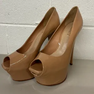 Schutz Zelda Platform Patent Peep Toe Size 9.5 Heels Nude sexy stripper please thumbnail 1