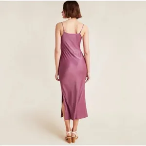 Anthropologie The Elyse Slip Satin Midi Dress Size M Mauve Pink thumbnail 3
