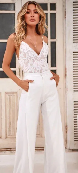 Hello Molly White Lace Bodysuit thumbnail 1