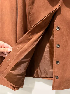 Faux Suede Jacket Coat Tailored Neutral Elevated Quiet Luxury Minimalist Chic thumbnail 2