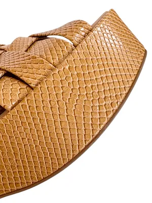 EUC Katy Perry Busy Bee Platform Criss Cross Strap Sandals Tan Snakeakin Size 9 thumbnail 5