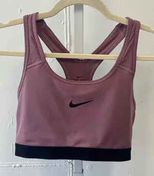 Nike Dri-FIT Swoosh Medium Support Racerback Sports Bra Mauve Pink 849699-515 M thumbnail 1