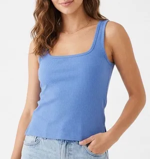 Savage X Fenty Womens Ribbed Scoop Neck Tank Top Blue XS AV785 thumbnail 1