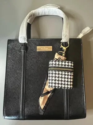 kate spade Black Satchel with Houndstooth Charm and Gold Hardware NWT thumbnail 1