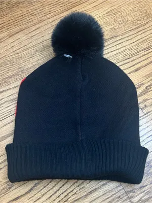 ED HARDY UNISEX Graphic Red Logo And Tiger Knit Pom Pom Beanie NWOT Size OS thumbnail 2