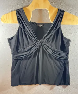 1350 |‎ ALYX Draped Knot Front Pleated Tank Top Black Women XL thumbnail 1