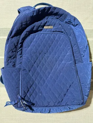 Vera Bradley Quilted Backpack Navy Blue Large‎ School computer bag needs mending thumbnail 1