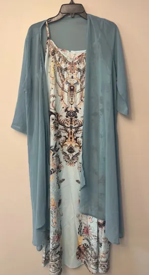 NEW Printed Slip Dress with Sheer Duster Sz M thumbnail 1