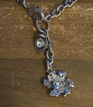 Perch silver tone flower drop pendant necklace and earrings thumbnail 3