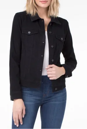 Liverpool Black Rinse Kolten Denim Jean Jacket thumbnail 1