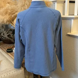 L.L. Bean Blue Fleece Quarter Zip Pullover Womens Large thumbnail 4