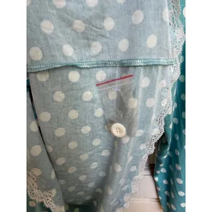 Soma Cool Nights Pajama Top Teal Polka Dot Lace‎ Trim Button Down Size Small NEW thumbnail 5