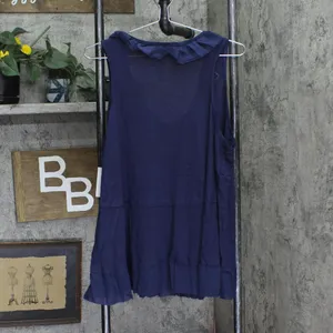 Black Tape Womens Trendy Plus Size Ruffled Babydoll Tank Top Navy Blue 1X thumbnail 2
