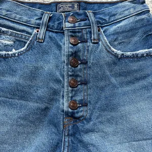 Abercrombie & Fitch button fly, distressed, jean Shorts women size 24/00 thumbnail 2