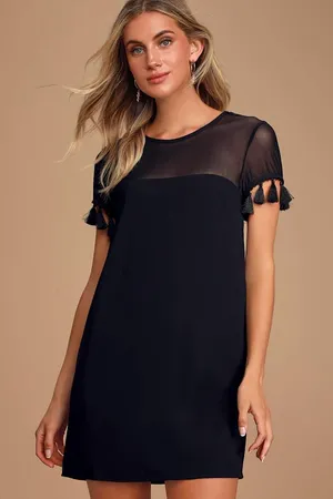 Lulus Iced Latte Black Shift Dress Little Black Dress LBD Party Size L thumbnail 1