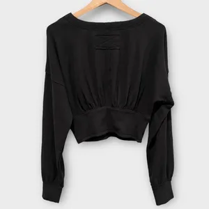 Free People We the Free All Nighter Long Sleeve Surplice Crop Top Size Medium thumbnail 3