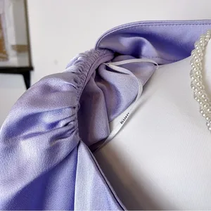 Elliatt Cocktail Satin Midi Dress Lavender Asymmetrical Long Sleeve S NWT thumbnail 6