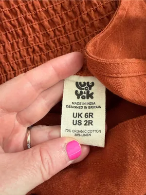 Lucy and Yak Organic Cotton Burnt Orange Wide Leg Dungarees Jumpsuit 2 thumbnail 6