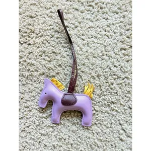 Lavender Faux Leather Horse pony‎ Bag Charm Keychain Accessory New thumbnail 2
