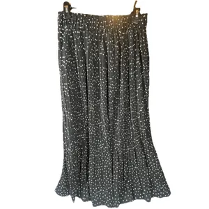 Exlura Pleated Skirt Large Black Polka Dot Maxi Stretchy Swing‎ Flowy Feminine thumbnail 4