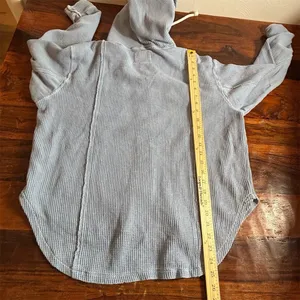 American Eagle Outfitters Sweater Womens XS Blue‎ Waffle Knit Hooded thumbnail 7