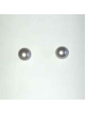 Genuine Pearl Silver Gray Dainty Stud Earrings thumbnail 3