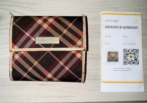 Burberry Blue Label tri-fold wallet in a burgundy‎ and tan plaid pattern thumbnail 1