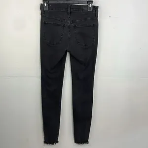 Madewell 9” Mid Rise Black Women’s Jeans Button Fly raw hem waist 25” thumbnail 4