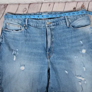 Good American Destructed High Rise‎ Straight Leg Jeans Women Size 15 Blue thumbnail 7