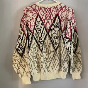 EMPORIO GITANO VINTAGE KNIT‎ SWEATER S Geometric Pink Black Beige thumbnail 3