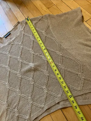 Wooden Ships Open Knit Tan Poncho Size Medium/Large thumbnail 5