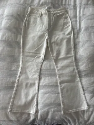 Loft White Jeans Petite High-Waisted Flare Crop Curvy thumbnail 1