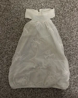 SHEIN white halter top with white floral embroidered, size small thumbnail 1