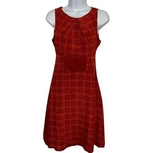 ANTHROPOLOGIE GIRLS FROM SAVOY Gogi Red Plaid Sleeveless Bow‎ Back Dress EUC 0 thumbnail 2