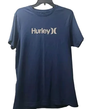 Hurley T-Shirt Logo Graphic‎ Crew Neck Short Sleeve Casual Top Large thumbnail 1