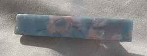 Vintage Women’s Blue Pink Flower Acetate Hair Clip womens Bronze Gold Metal Clip thumbnail 1