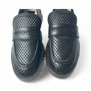 Dolce Vita Black Leather Perforated Loafers Platform‎ Lug Sole Modern Size 9 thumbnail 2