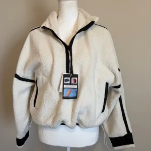 NWT women's half zip cozy Sherpa fleece pullover sweater women's small oversized thumbnail 2