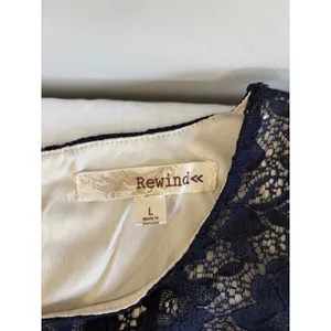 Rewind Navy Lace Skater Dress Large Y2K‎ Coquette Aesthetic Romantic Goth Chic thumbnail 9