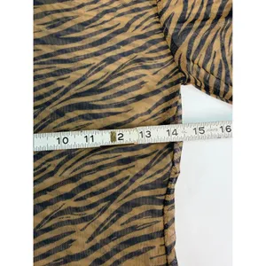 Brown Tiger Stripe Mesh Mock Neck Long Sleeve Lettuce Edge Mini Dress Womens thumbnail 4