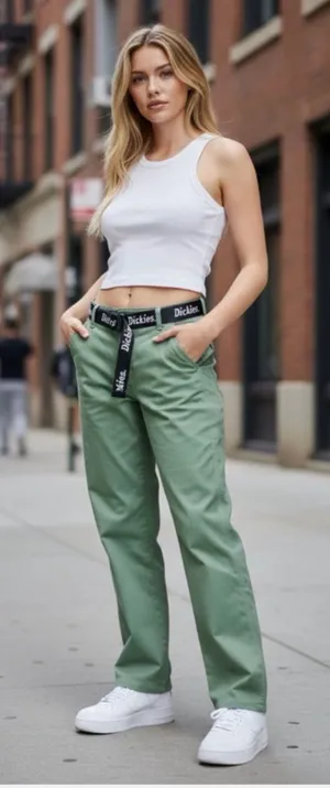 NWT Dickies Womens High Waisted Carpenter Pant, Dark Ivy - FPR51 SZ-27R thumbnail 1