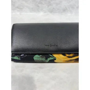 Vera Bradley Leather Floral Canvas Trifold Wallet Black Butterfly Polka‎ Dot thumbnail 2