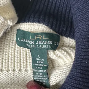 LRL Lauren Jeans Co classic old money ivory cotton mock neck sweater Size Large thumbnail 7