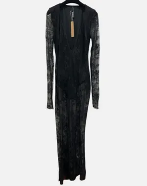 SKIMS Ultra Fine Lace Plunge Long Dress S thumbnail 6