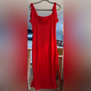 NEW Red High Slit Ruffle Bodycon Maxi Wedding Party Prom Dress XL thumbnail 7