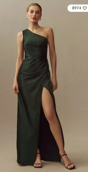 Anthropologie BHLDN Women Scottie One-Shoulder Maxi Dress Small Satin Green thumbnail 1