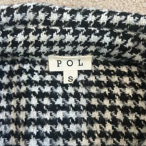 POL Houndstooth Sweater Shacket Black & Cream Oversized Patchwork Shirt Jacket S thumbnail 5